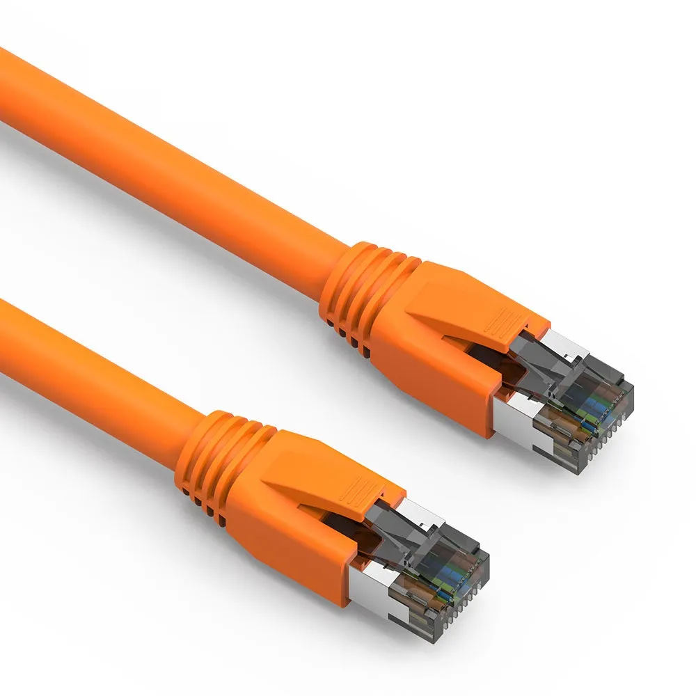 0.5Ft Cat.8 S/FTP Ethernet Network Cable 2GHz 40G Orange 24AWG