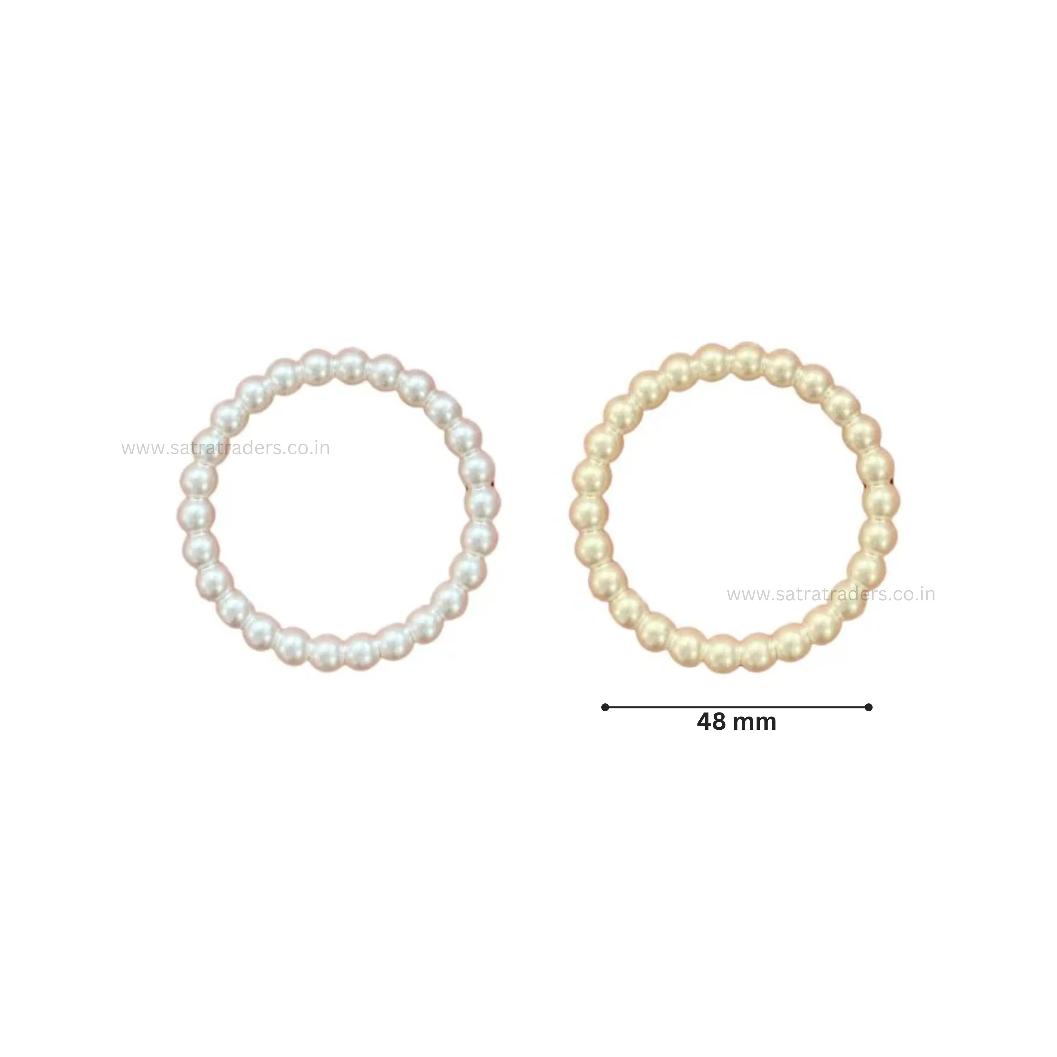 2 Hole Designer Plastic Pearl Ring | Size : 48mm | Qty : 500g