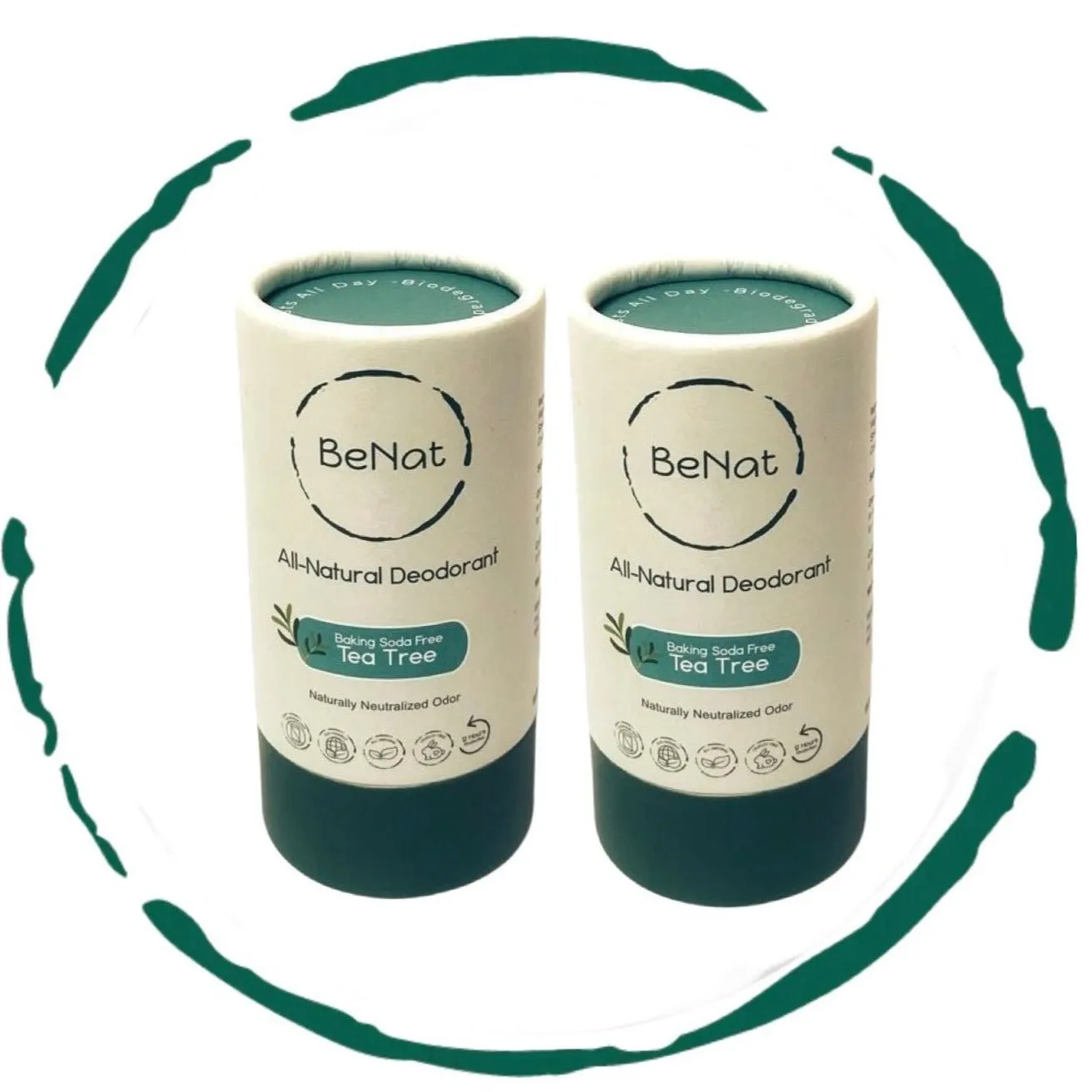 2-Pack All-Natural, Plastic-Free Deodorants by BeNat