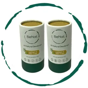 2-Pack All-Natural, Plastic-Free Deodorants by BeNat