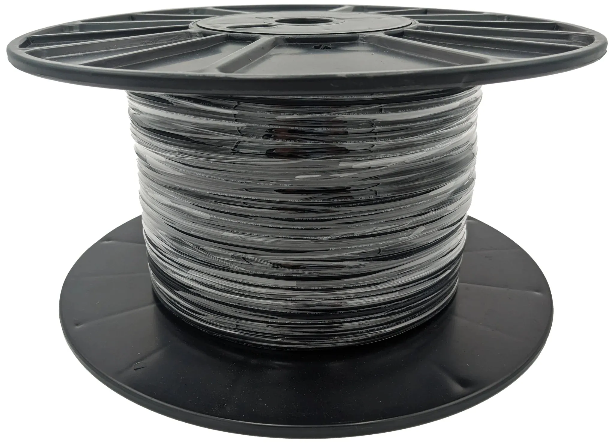 500 Feet 18 Gauge Stranded Lamp Wire, 2 Conductor, SPT-1, Black