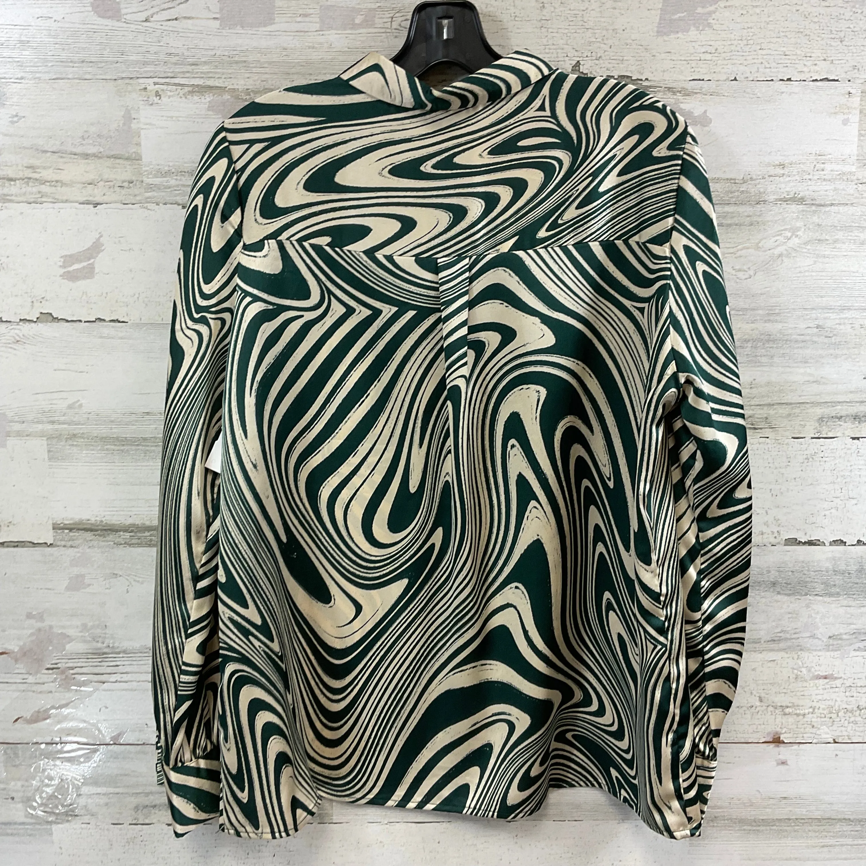 Blouse Long Sleeve By LA PETITE ETOILE In Green & Tan, Size: L