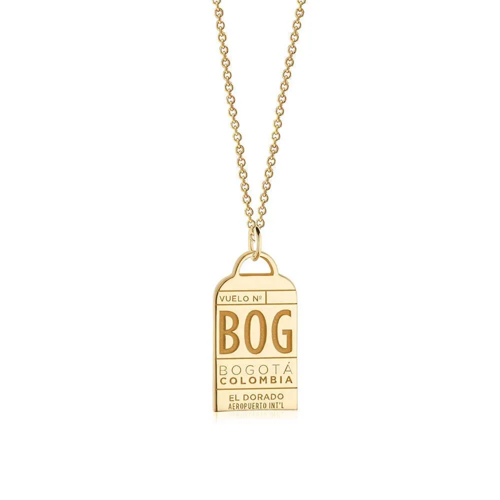 Bogota Colombia BOG Luggage Tag Charm Gold