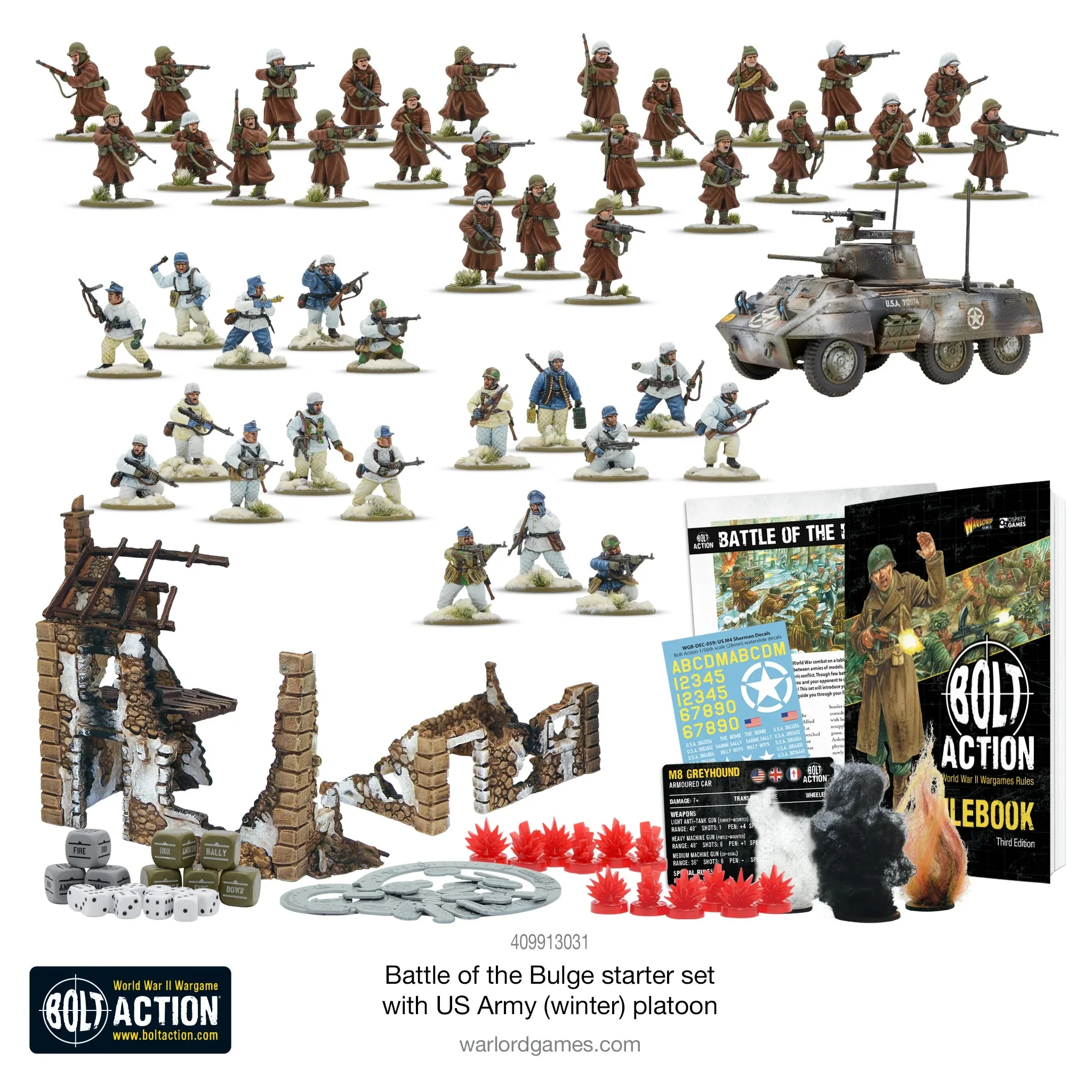 Bolt Action - Battle Of The Bulge Starter Set With Fallschirmjäger (Winter) Platoon