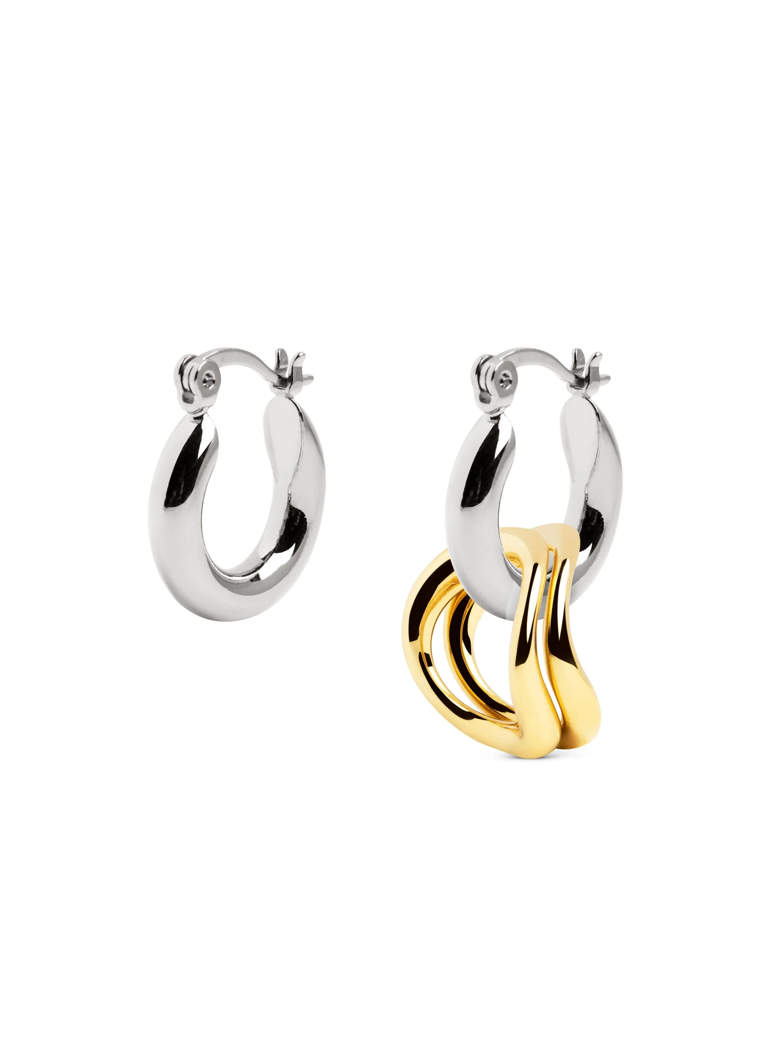 Brisa Two-Colour Gold Hoop Earrings