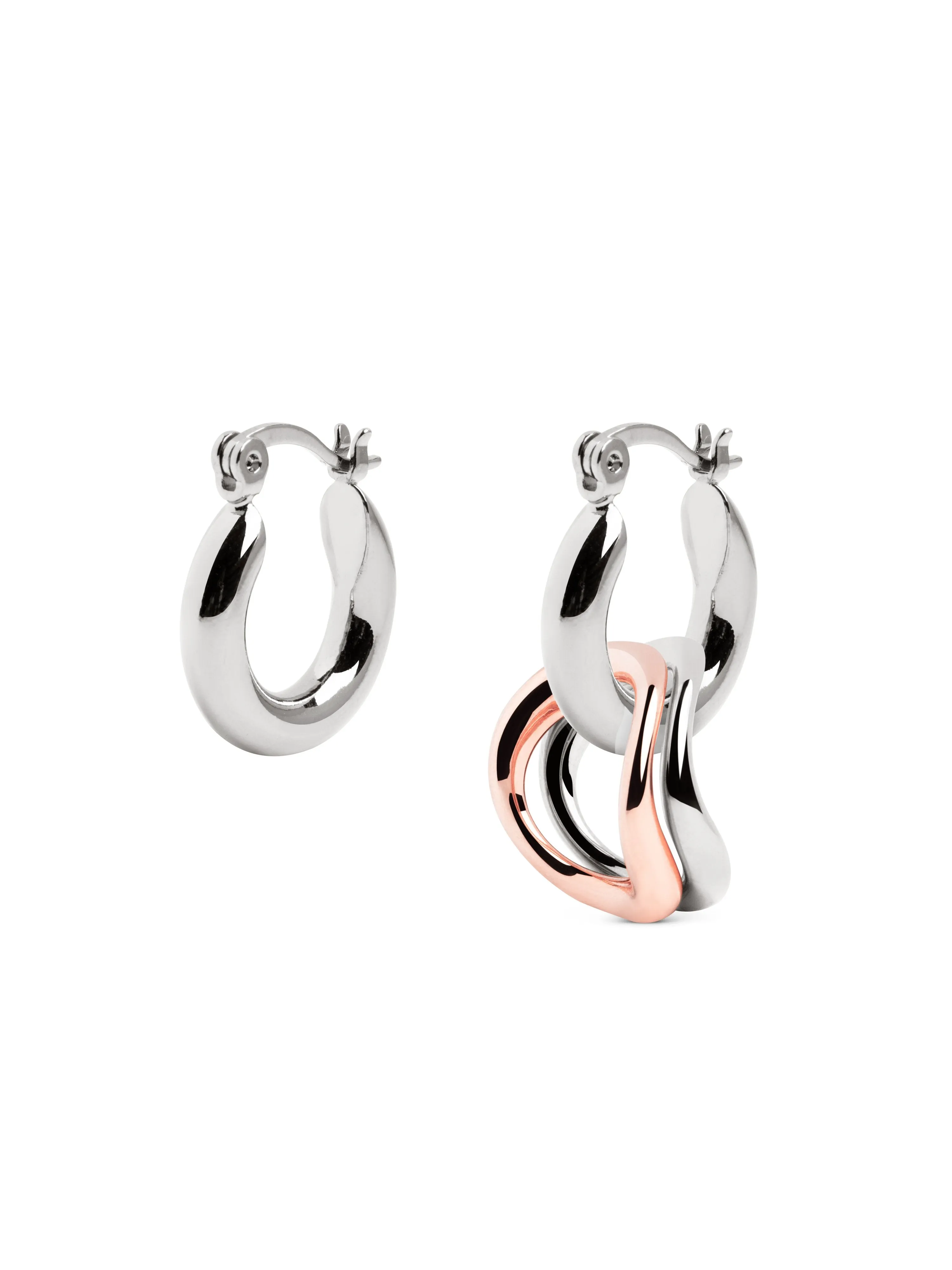 Brisa Two-Colour Rose Gold Hoop Earrings