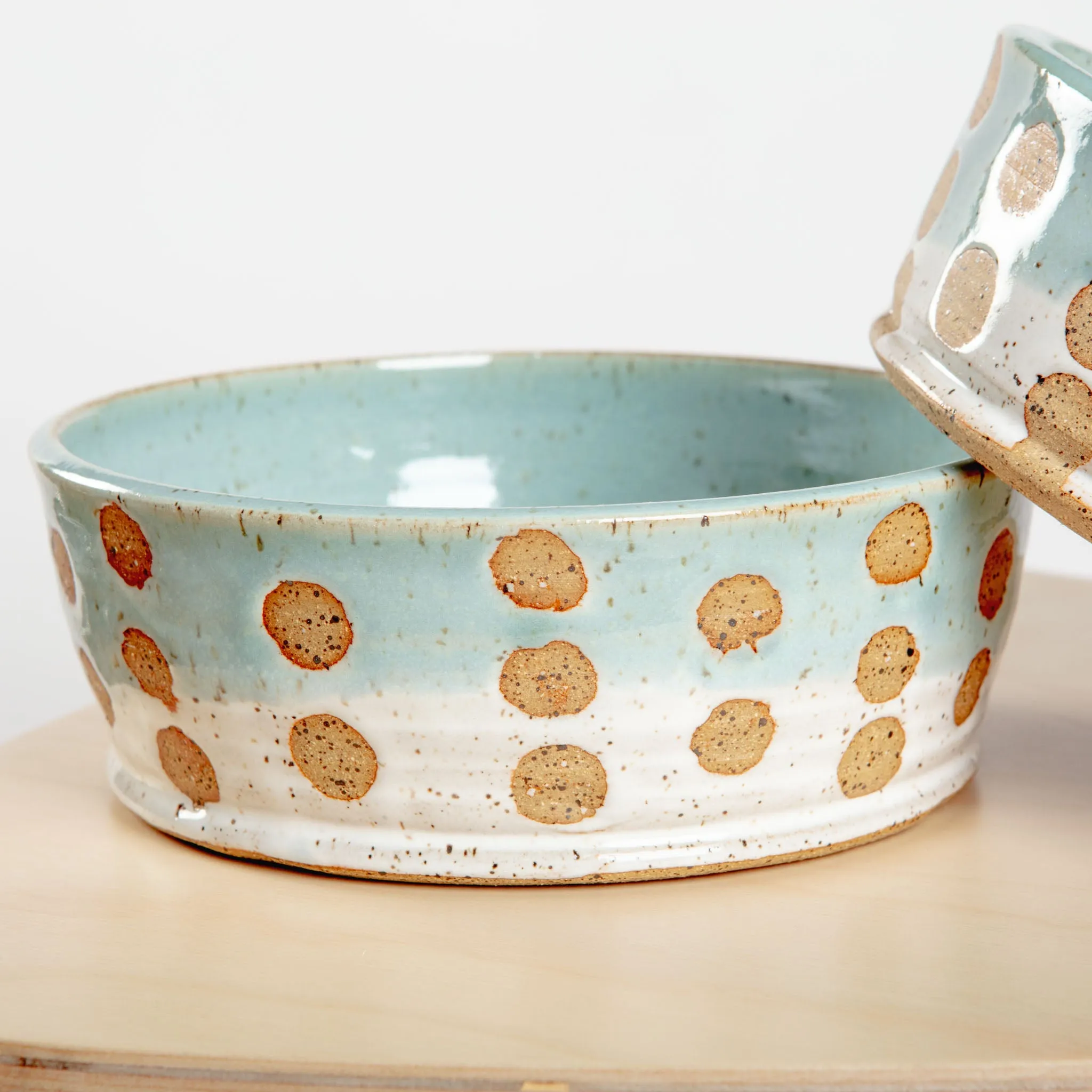 Ceramic Spotted Jade Dog Bowl (Made in the USA)