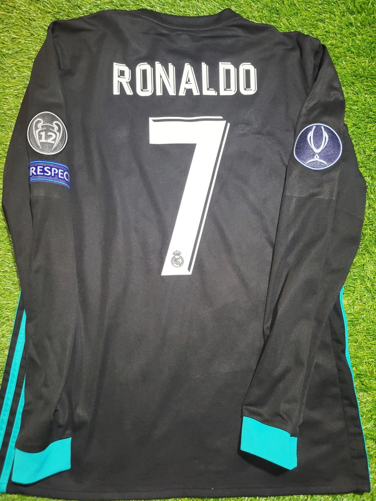 Cristiano Ronaldo Real Madrid 2017 2018 UEFA SUPER CUP FINAL Long Sleeve Away Jersey Shirt M SKU# B31088