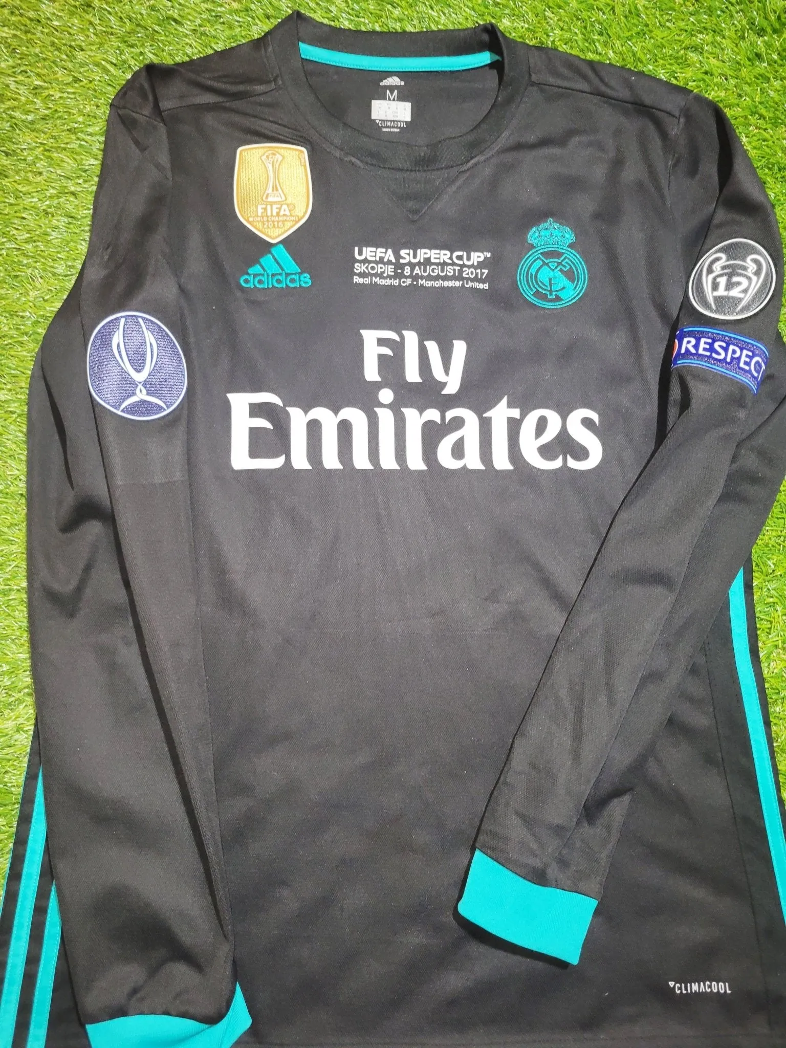 Cristiano Ronaldo Real Madrid 2017 2018 UEFA SUPER CUP FINAL Long Sleeve Away Jersey Shirt M SKU# B31088