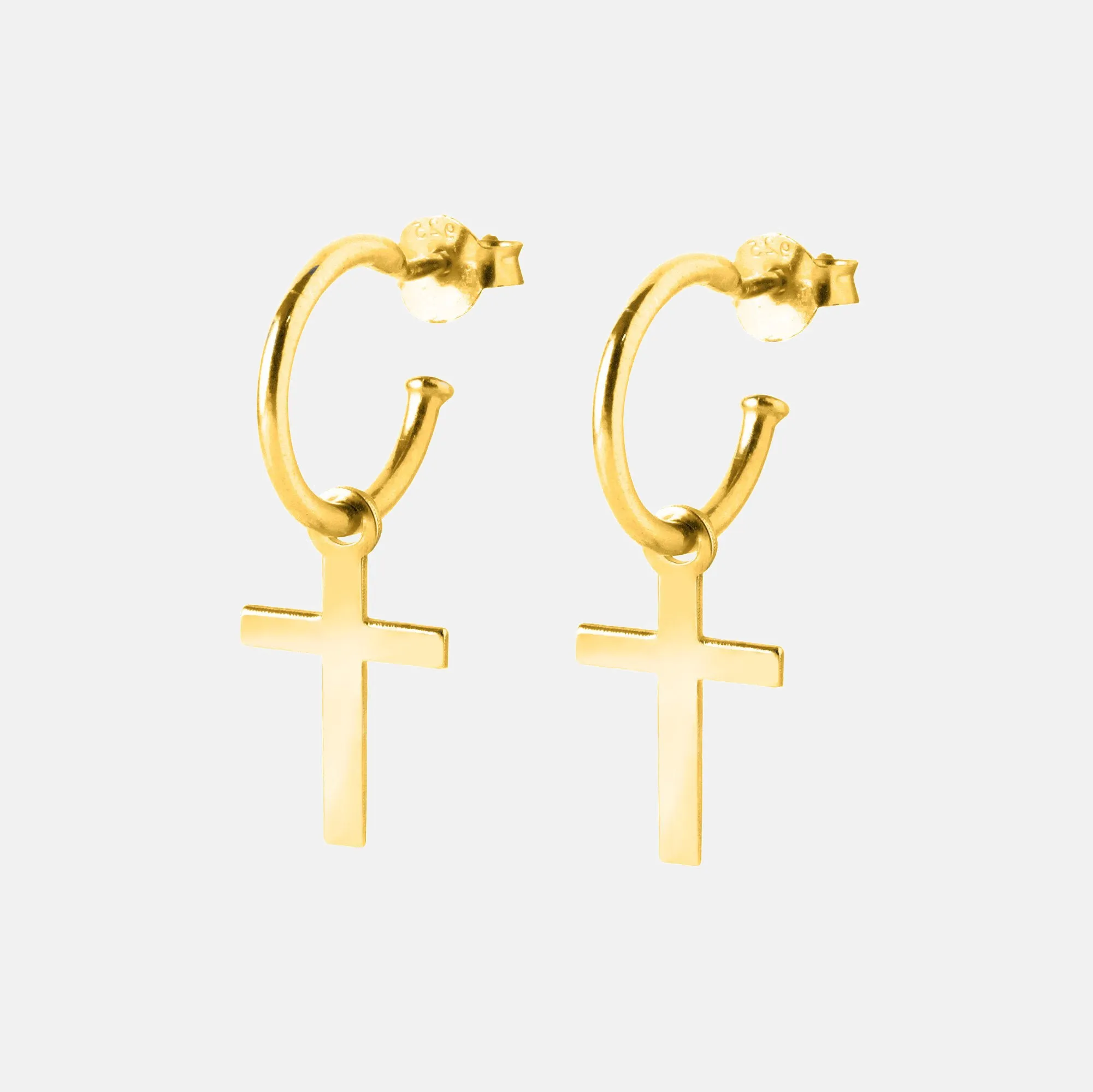 Cross Gold Hoop Earrings