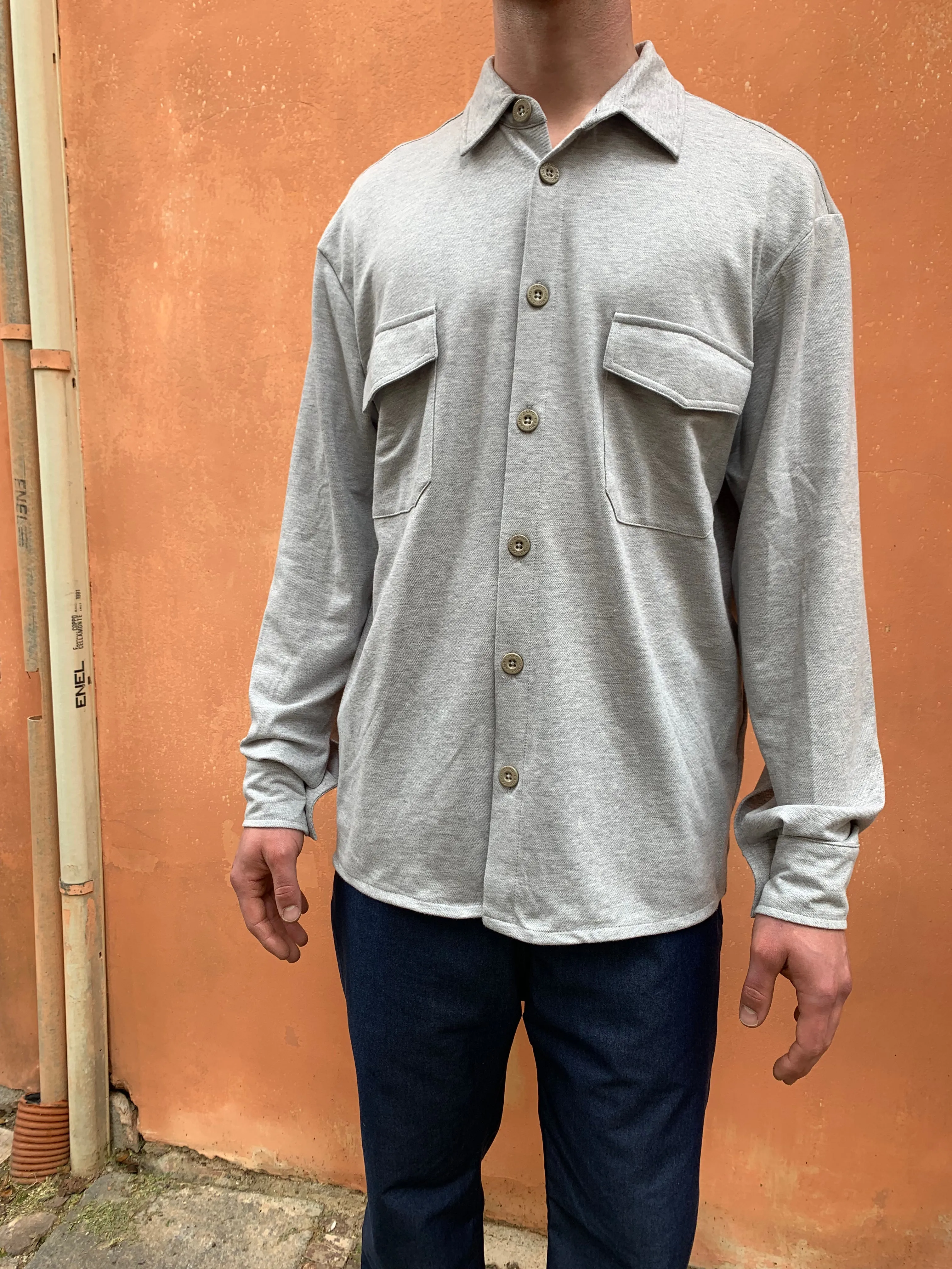 DANGLAR - OVERSHIRT - Piquet Cotton Grey