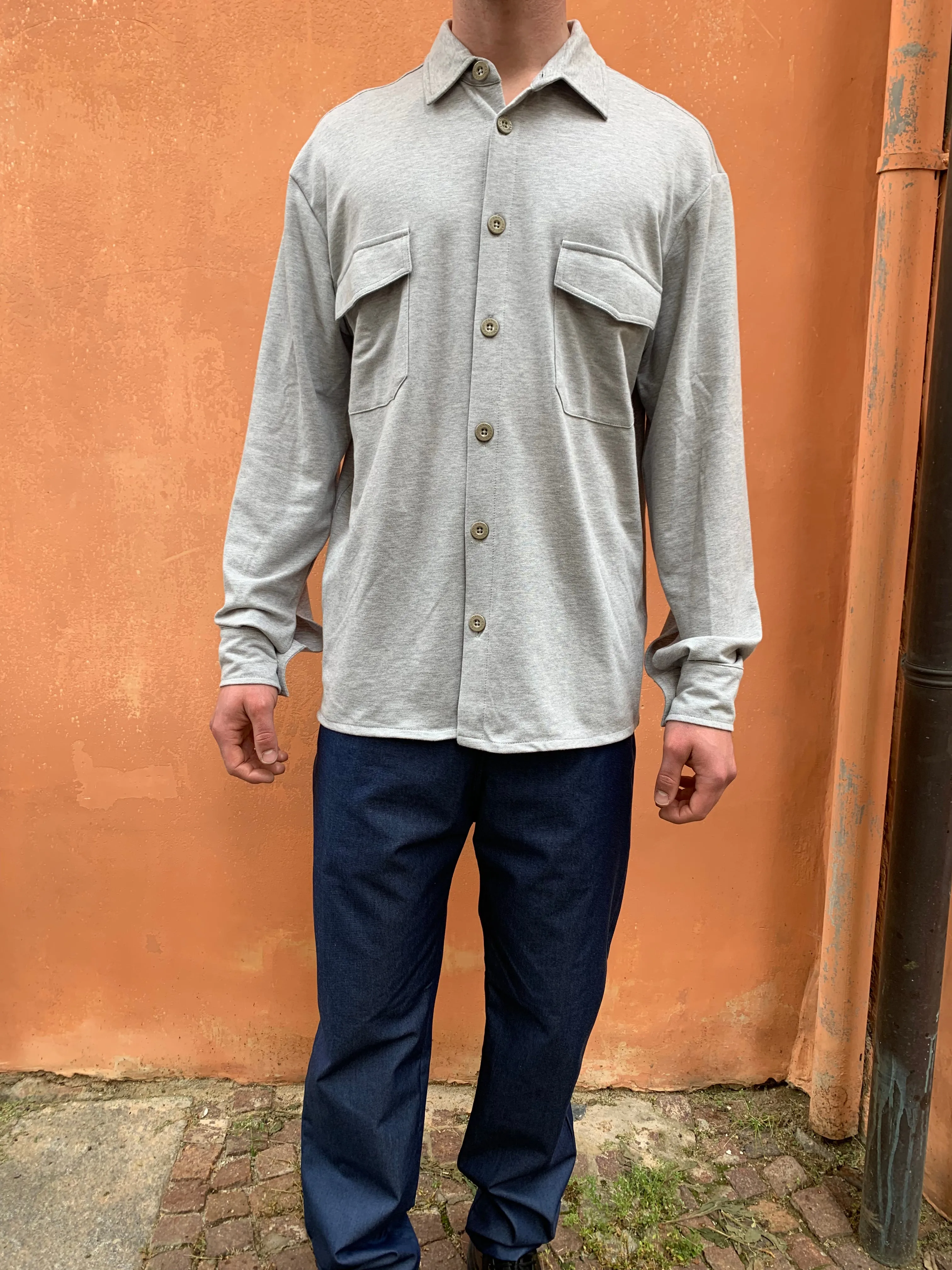 DANGLAR - OVERSHIRT - Piquet Cotton Grey