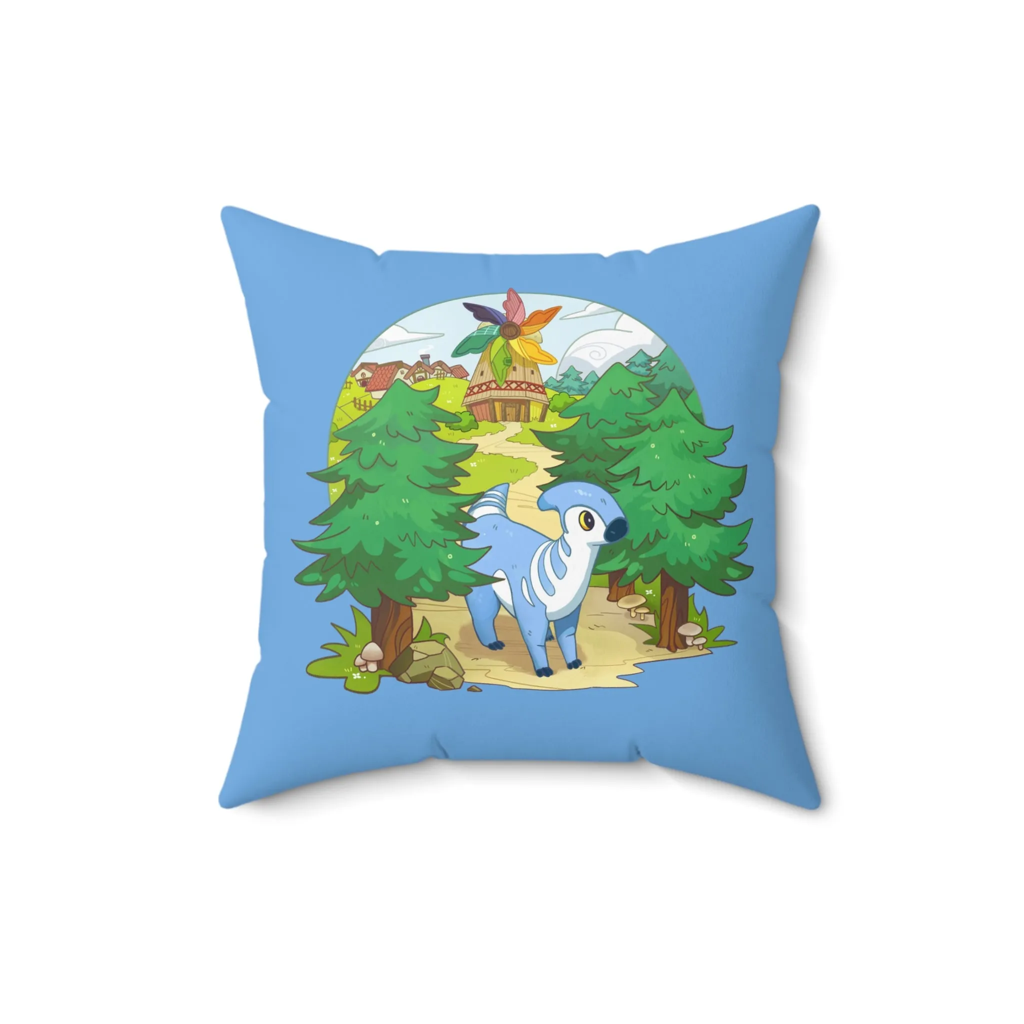 Double Sided Square Pillow - featuring Triassea Lucky and Walk by the Windmill!