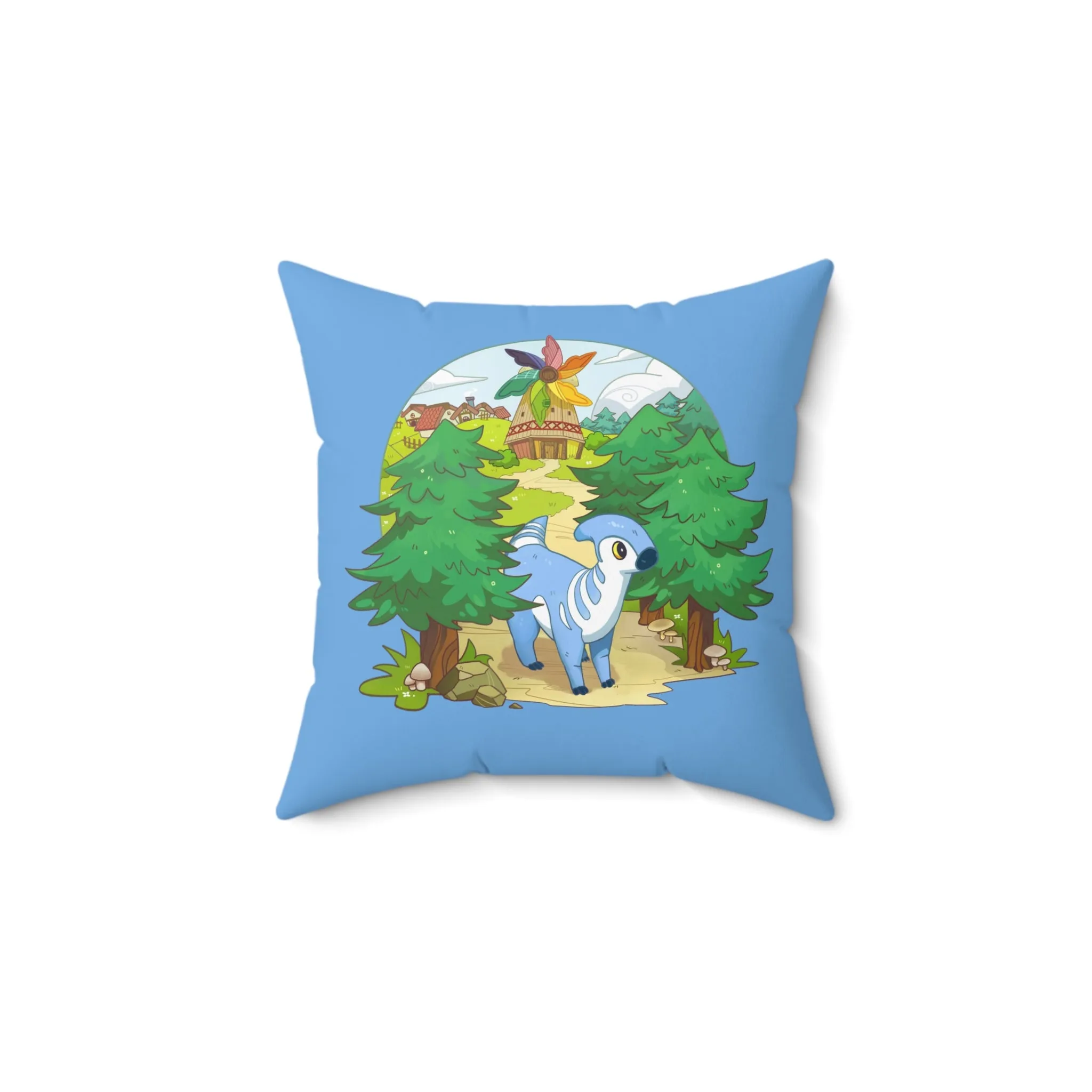 Double Sided Square Pillow - featuring Triassea Lucky and Walk by the Windmill!