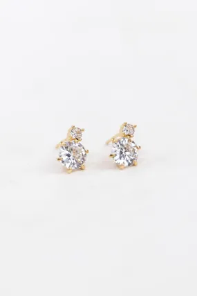 Gold Cubic Zirconia Stud Earrings