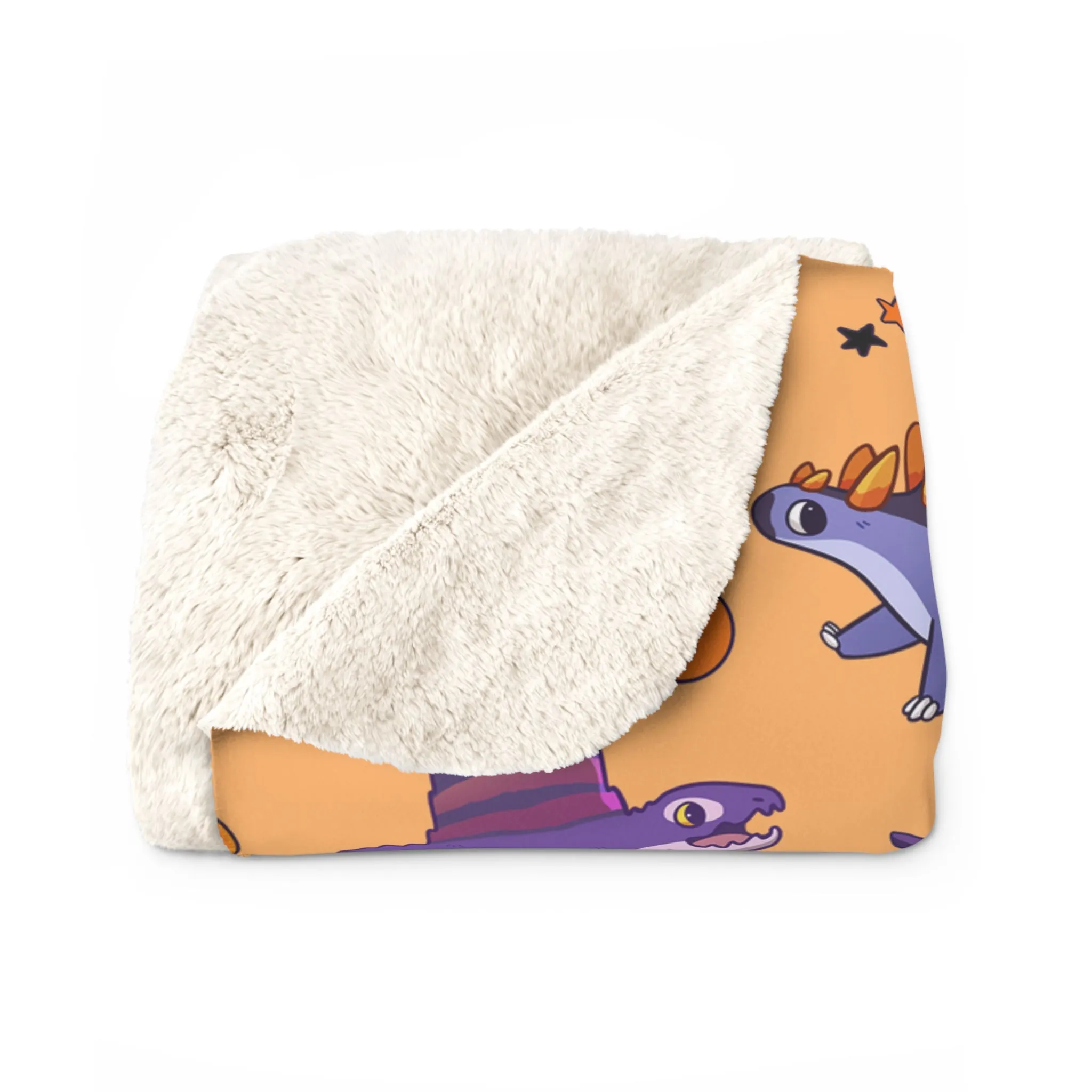 Halloween Dinos - Orange Sherpa Fleece Blanket