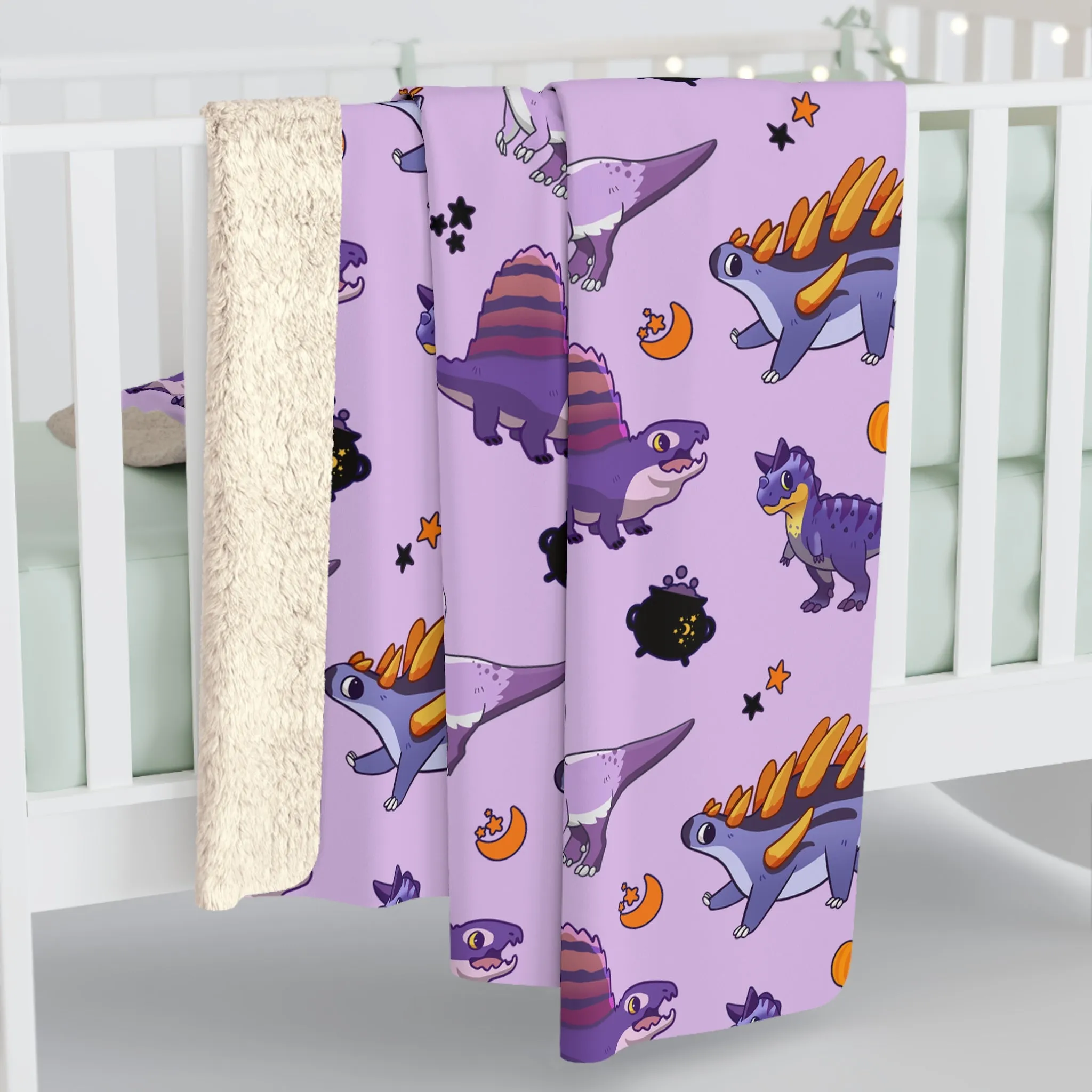 Halloween Dinos - Purple Sherpa Fleece Blanket