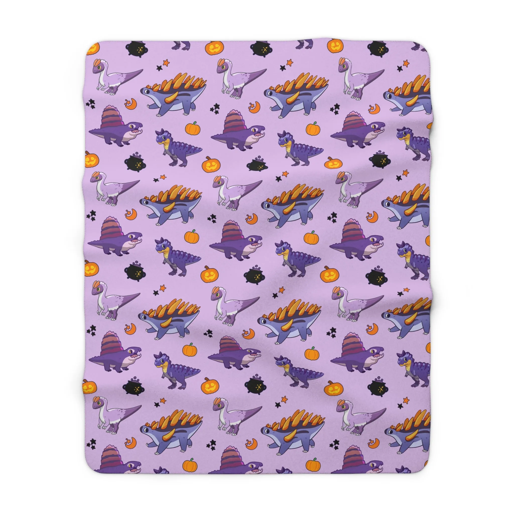 Halloween Dinos - Purple Sherpa Fleece Blanket