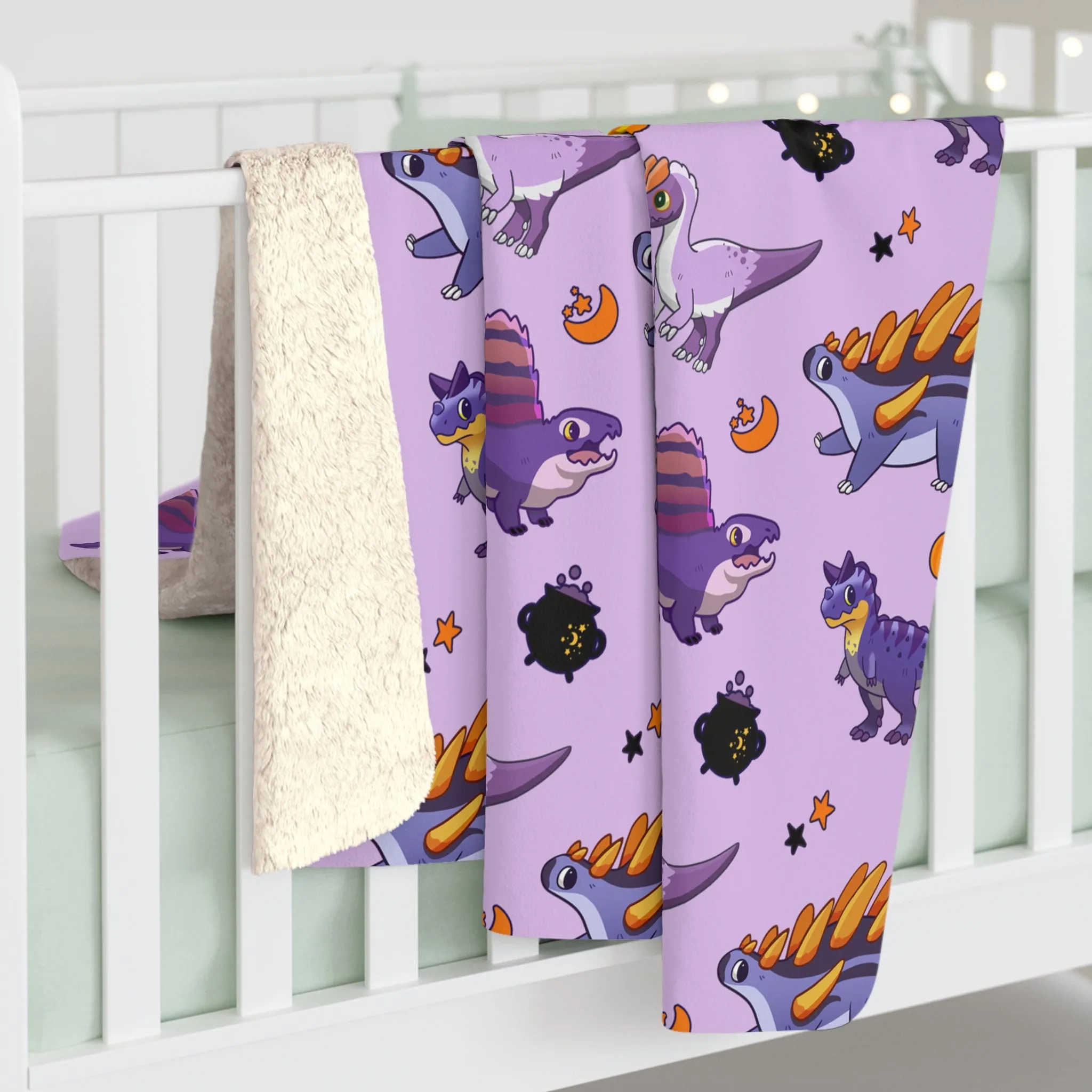 Halloween Dinos - Purple Sherpa Fleece Blanket