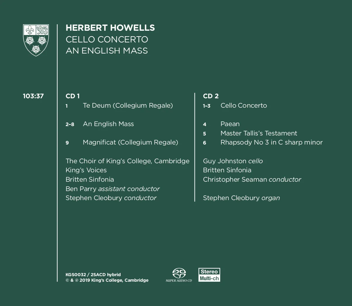 Howells: Cello Concerto & An English Mass