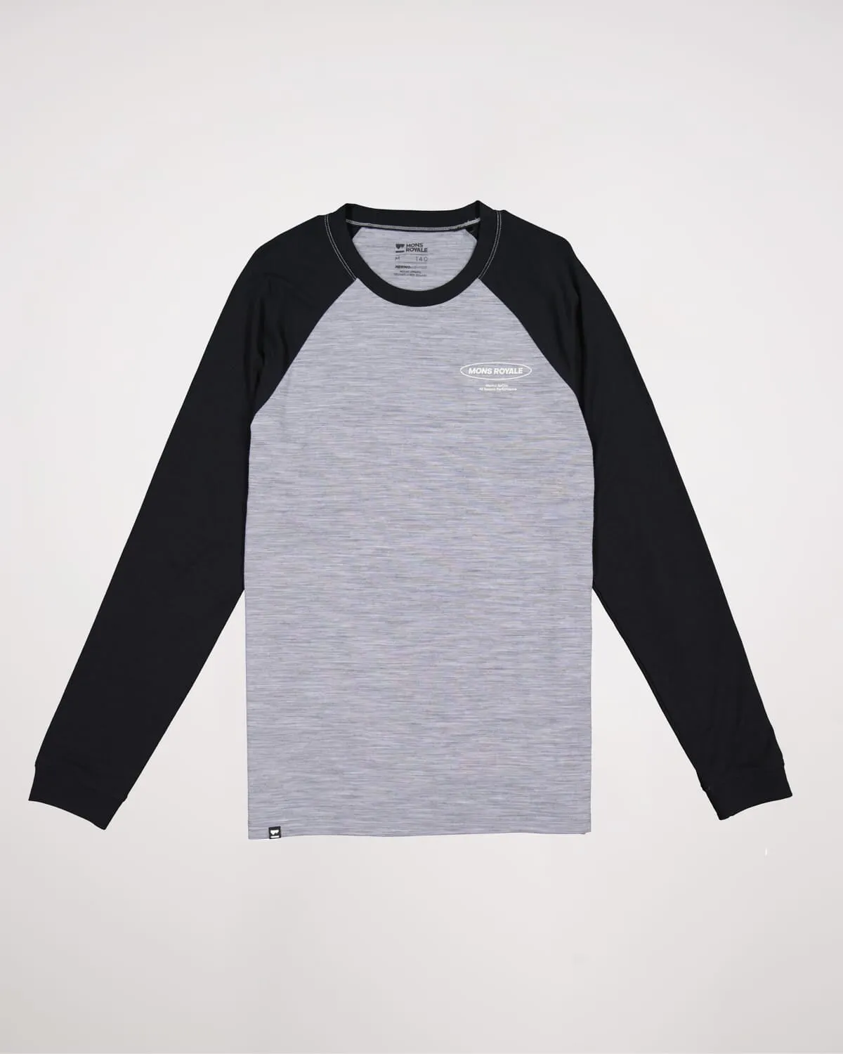 Icon Merino Raglan Long Sleeve - Grey Heather / Black