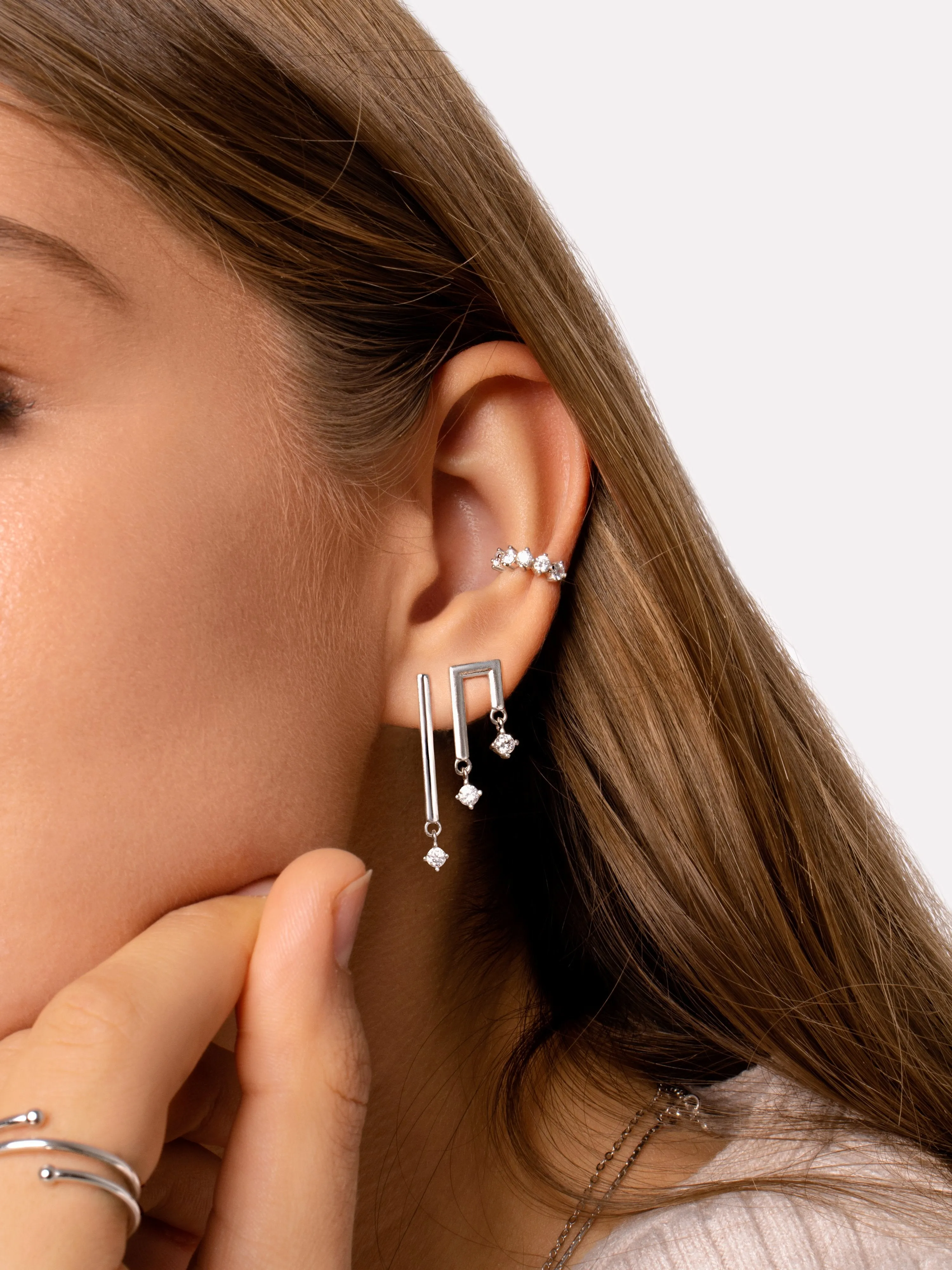 Levels Spark Silver Earrings