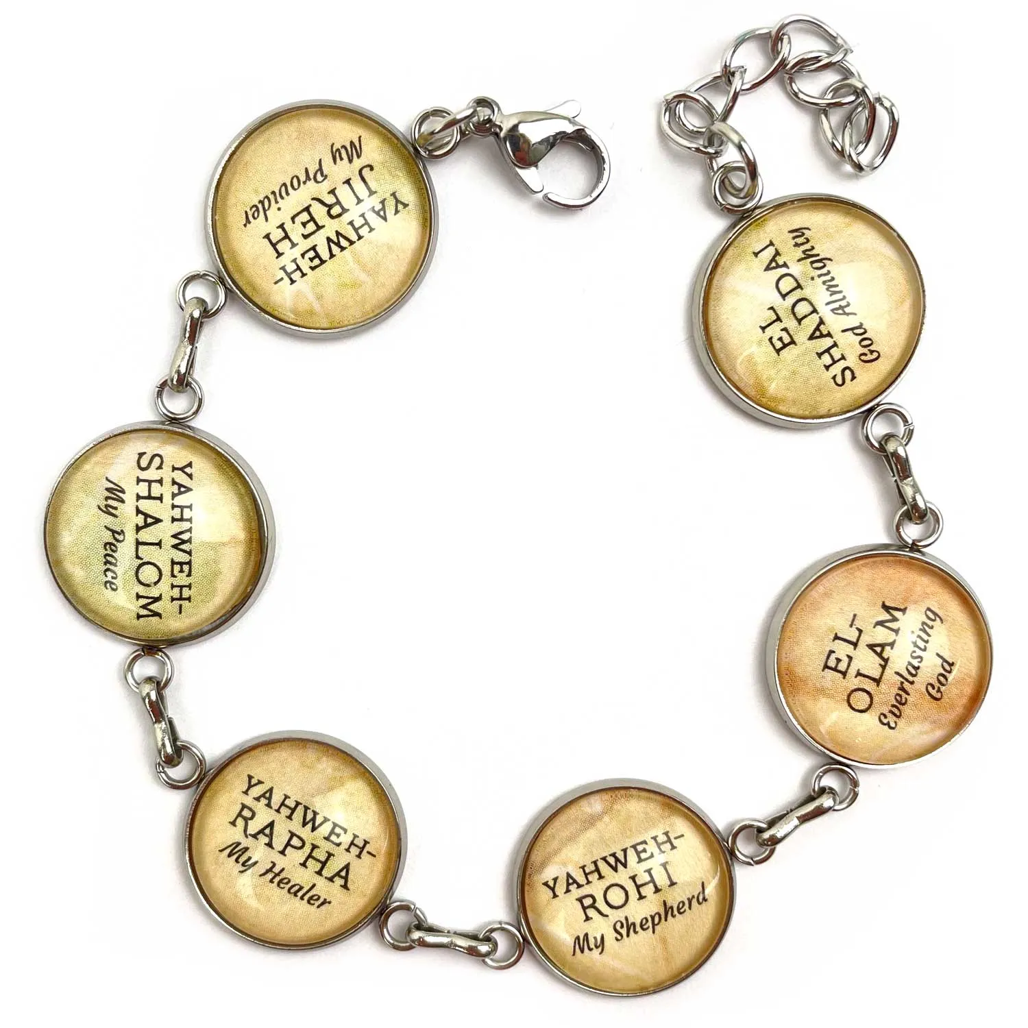 Names of GOD Yahweh Hebrew Charm Bracelet, Choose Your Charms! Glass Stainless Steel