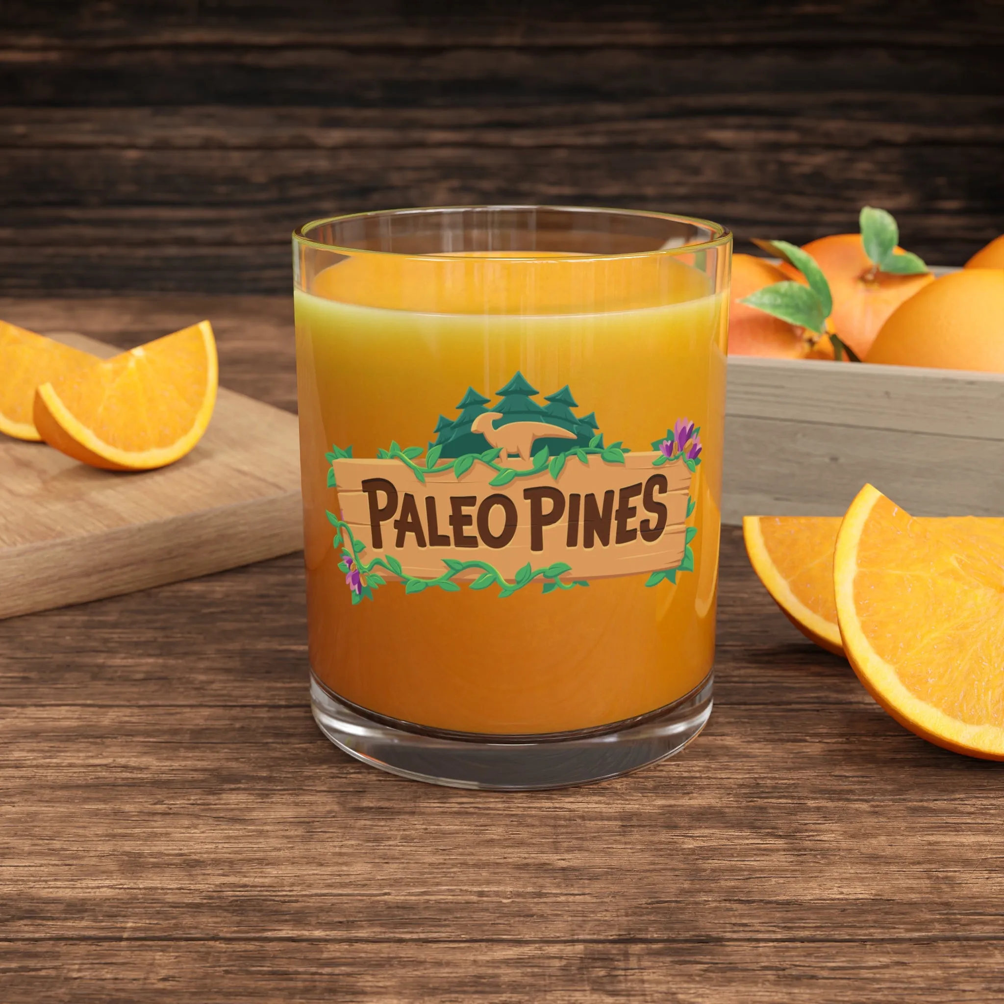 Paleo Pines Logo Retro Collectible Glass