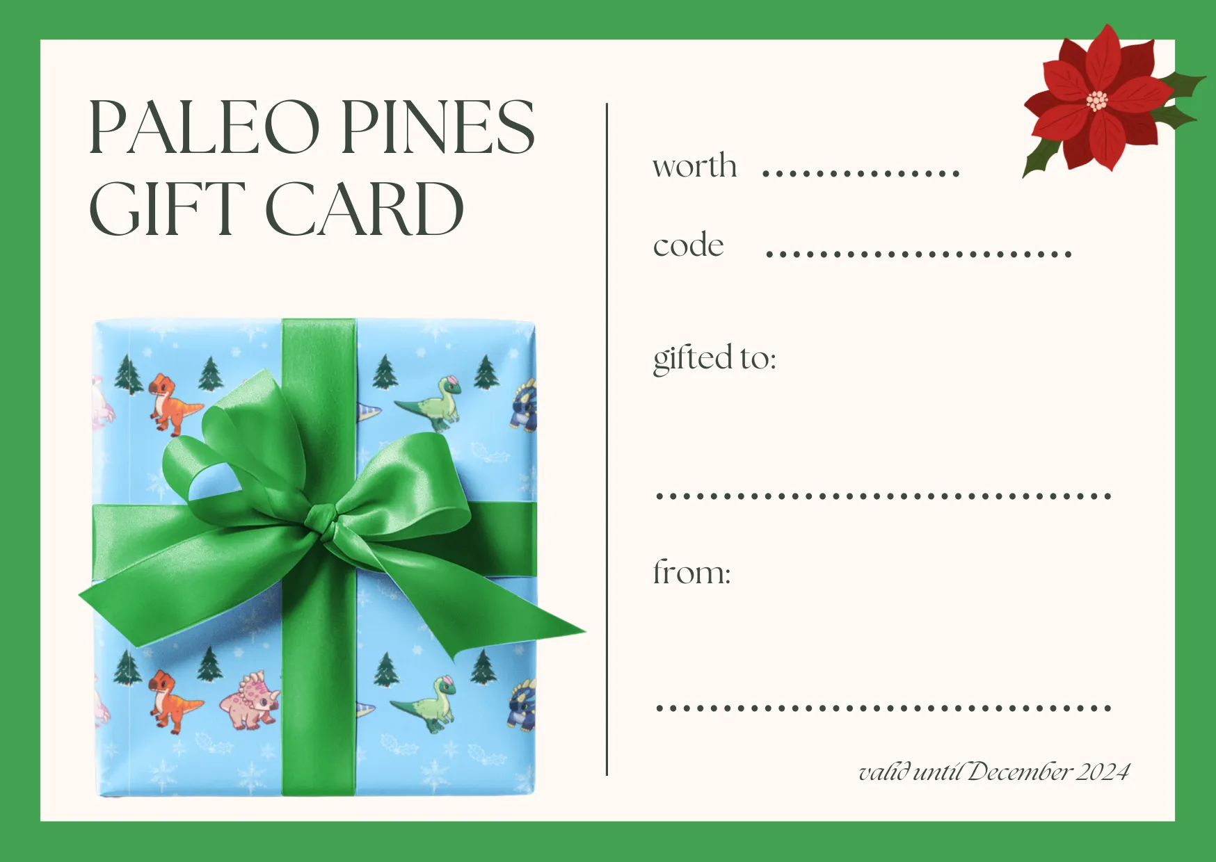 Exclusive Paleo Pines Merchandise Gift Card