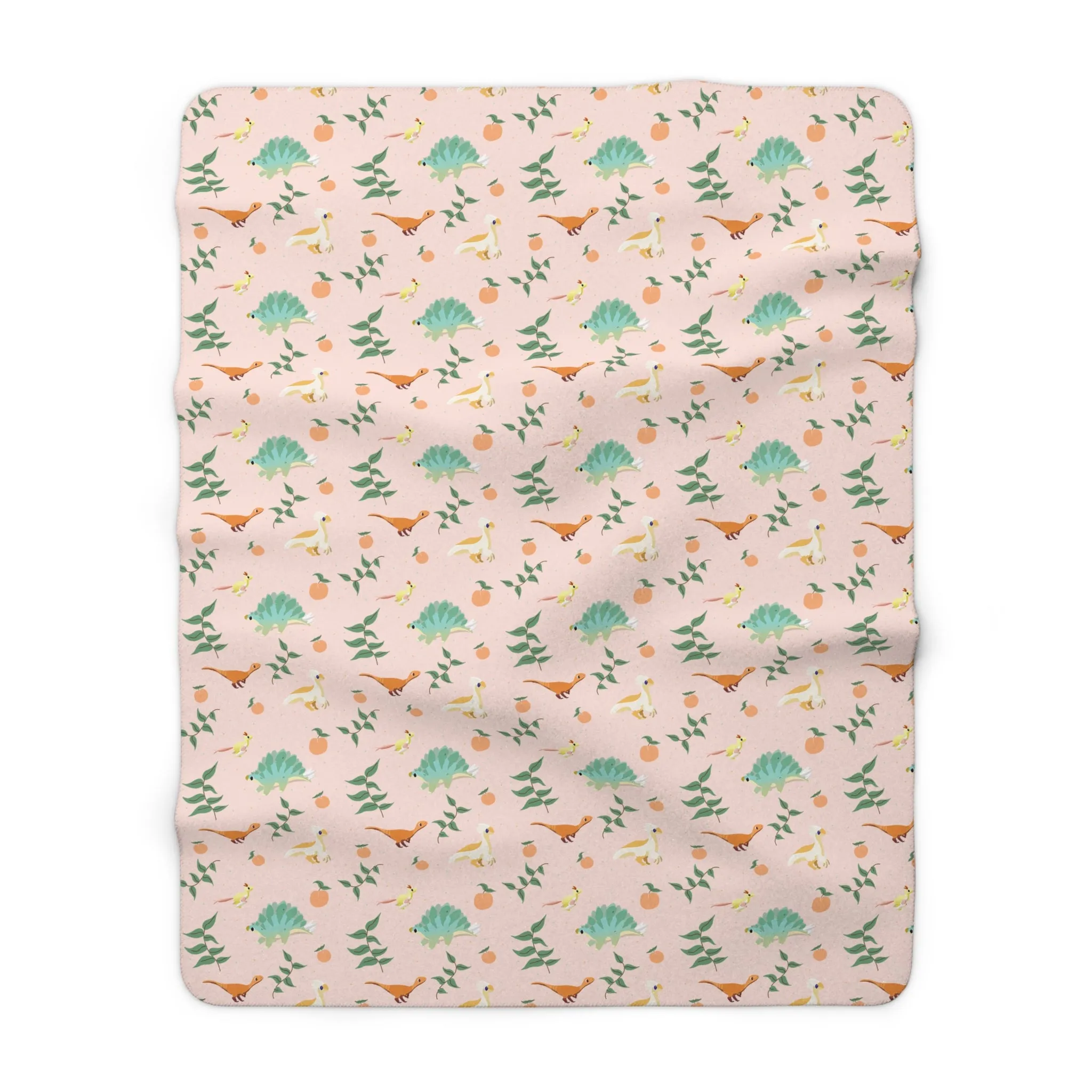 Peach Dinos - Sherpa Fleece Blanket