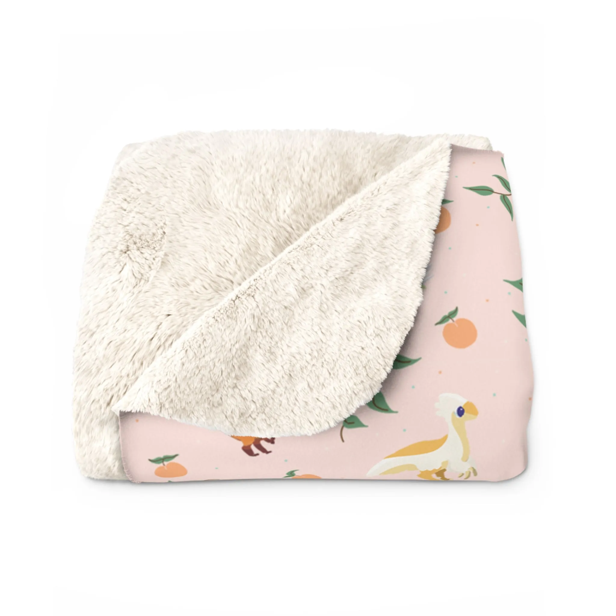 Peach Dinos - Sherpa Fleece Blanket