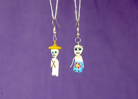 "Catrina" Mexican Clay Skeleton Earrings