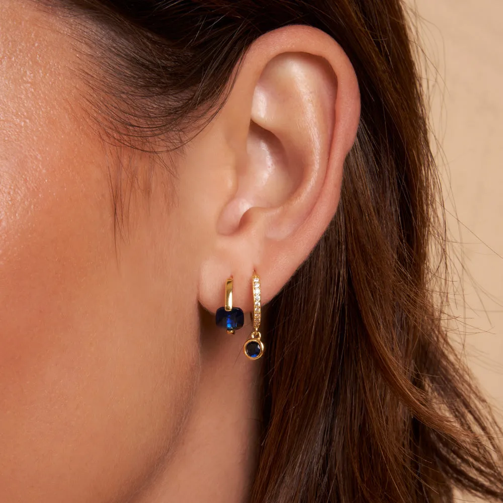 Rhodes Gold Earrings - Sapphire