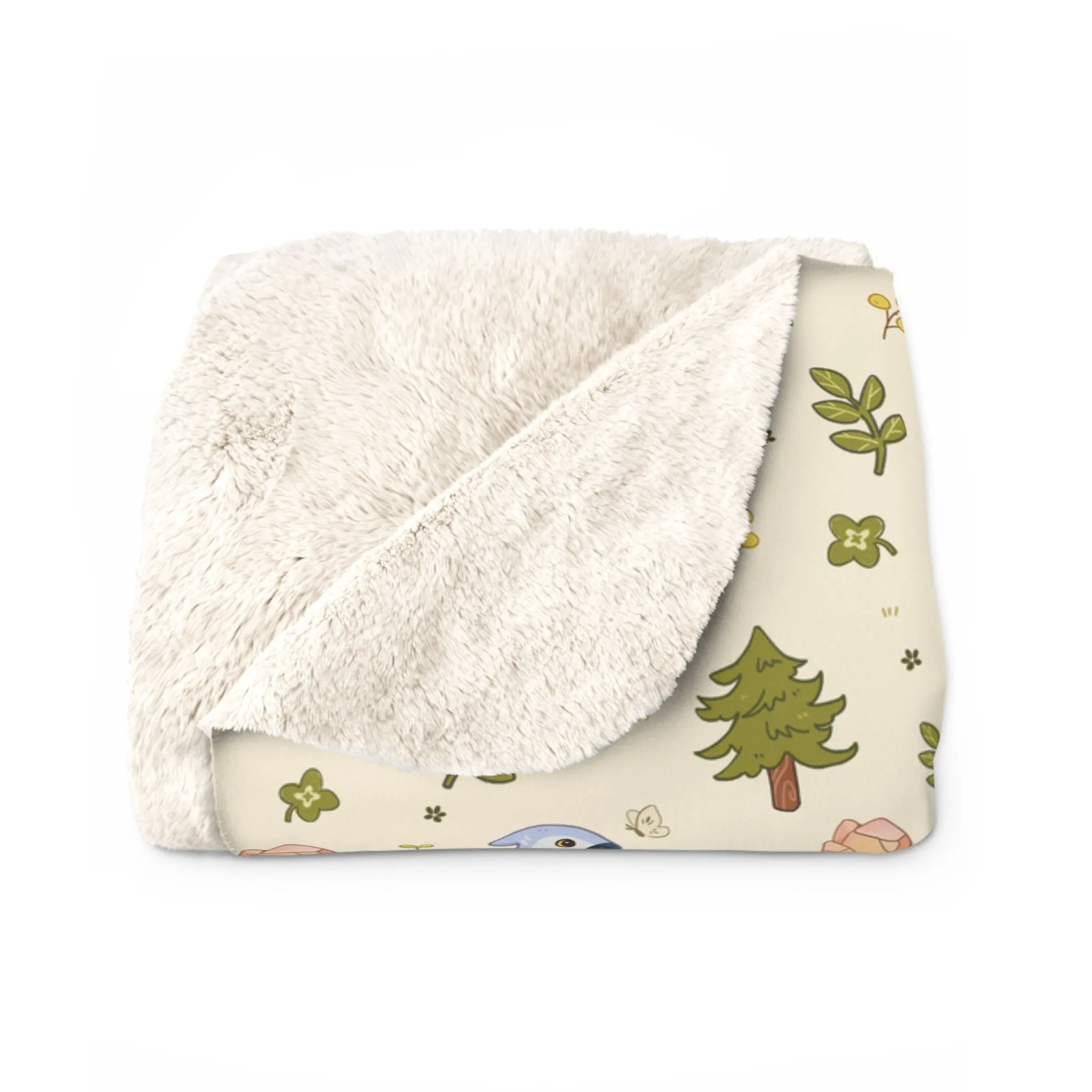 Roaming Rancher in Tamablume Cream - Sherpa Fleece Blanket