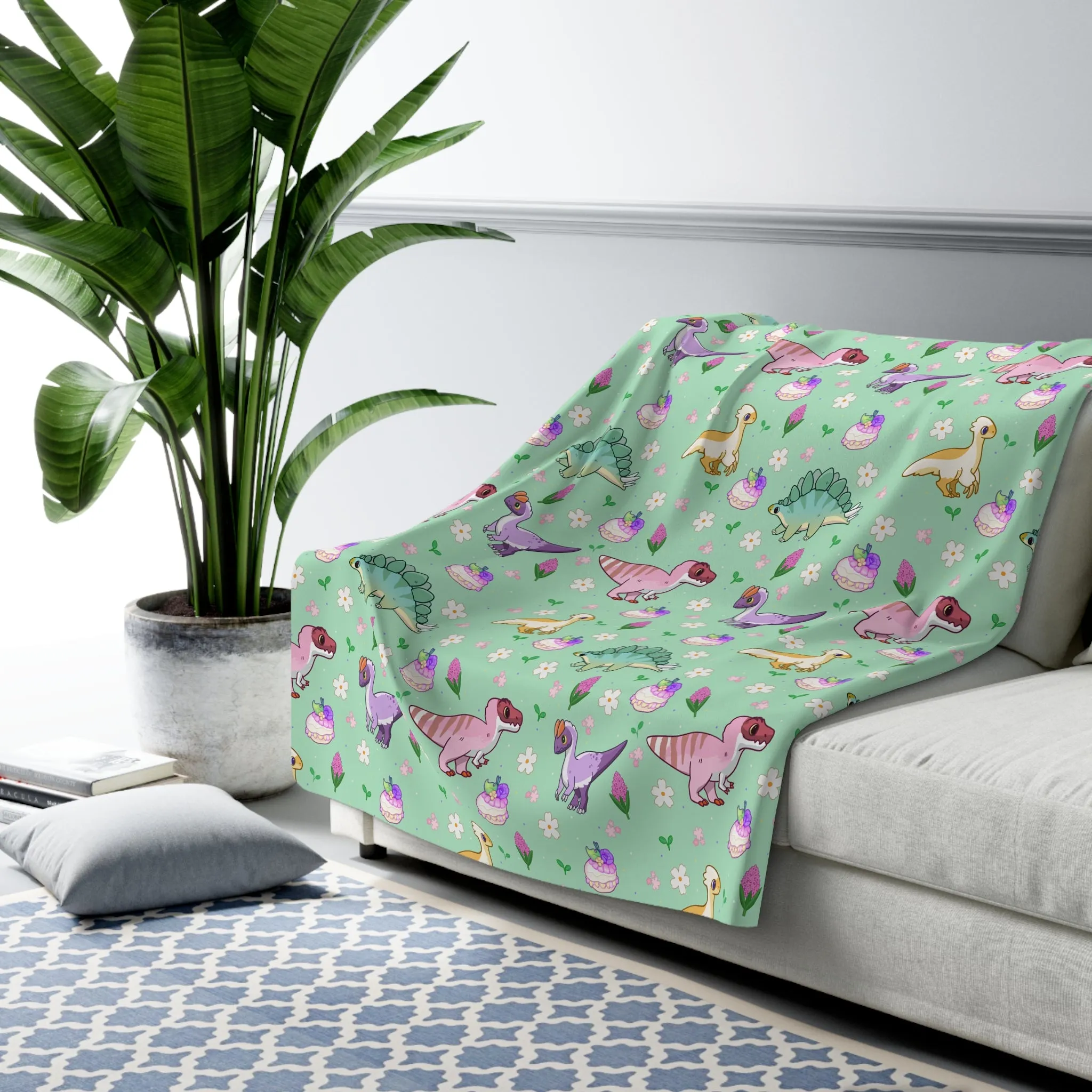 Spring Dinos - Sherpa Fleece Blanket