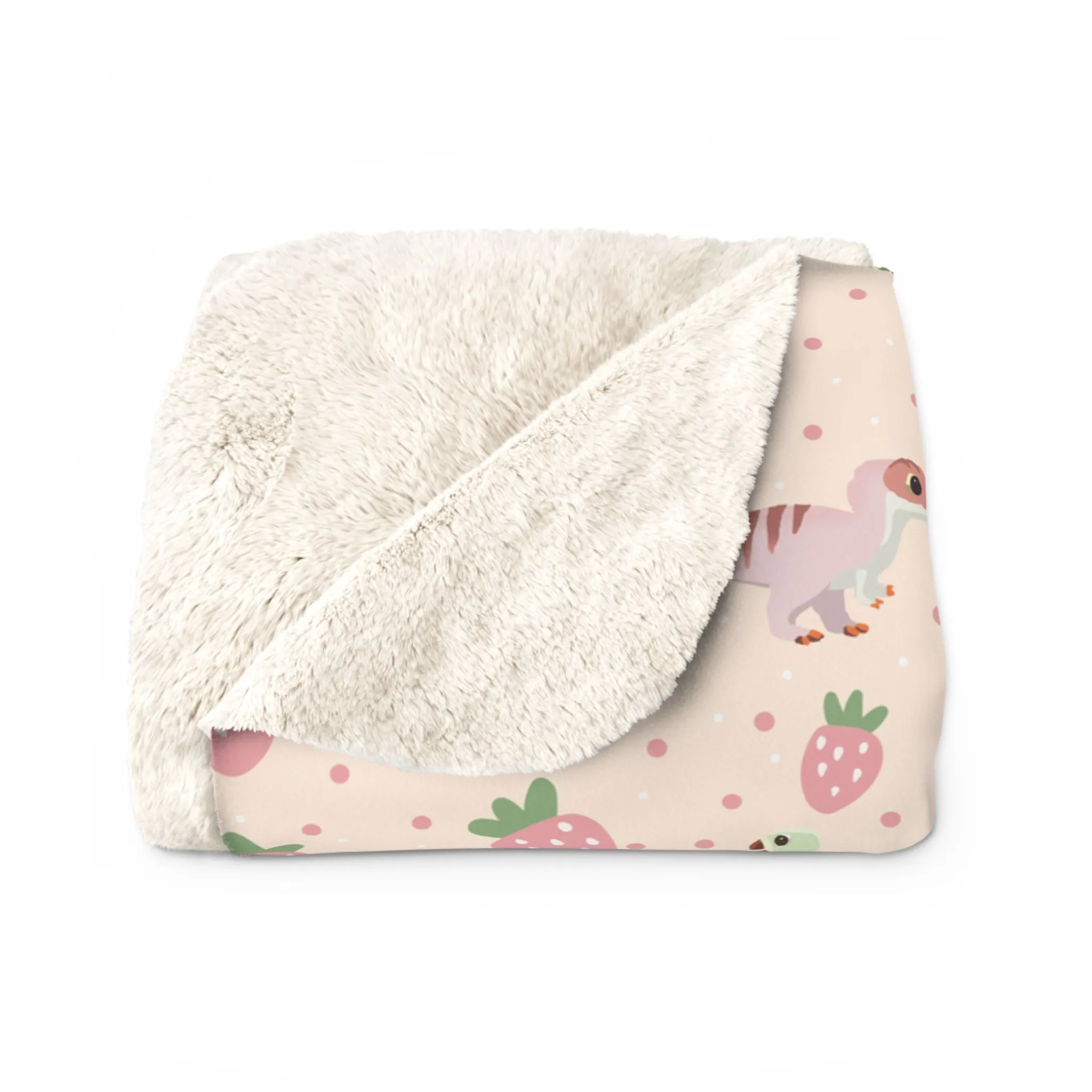 Strawberry Dinos - Sherpa Fleece Blanket