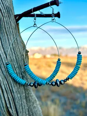 The El Charro Silver & Turquoise Hoop Earring