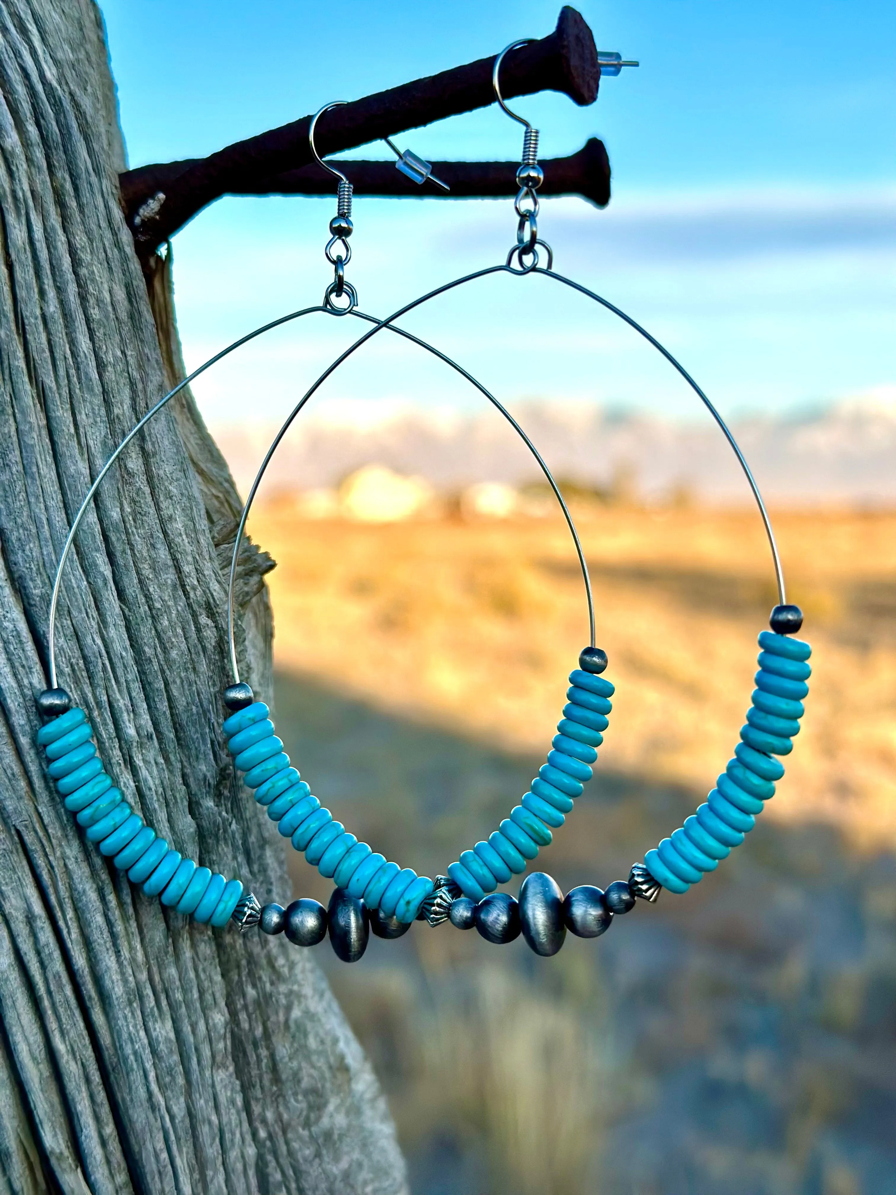 The El Charro Silver & Turquoise Hoop Earring