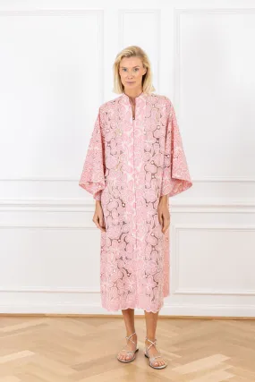 Veiled Rose Lace Open Front Caftan